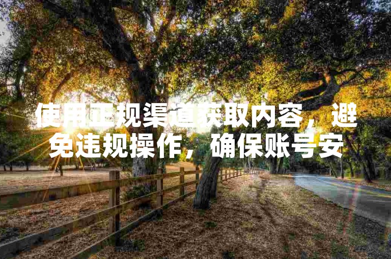 使用正规渠道获取内容,避免违规操作,确保账号安全。