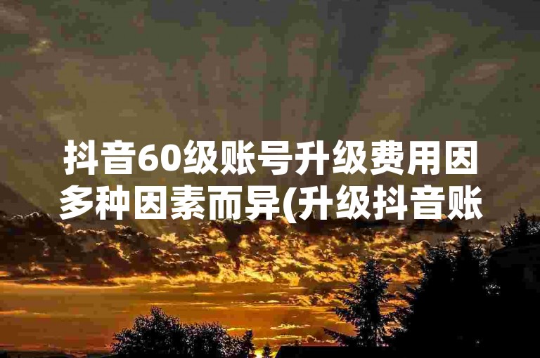 抖音60级账号升级费用因多种因素而异(升级抖音账号60级的费用受多种因素影响)。