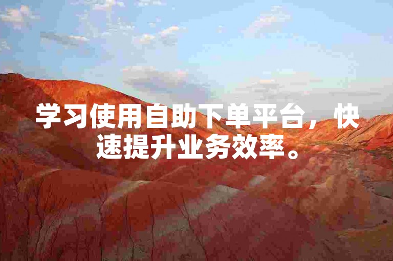 学习使用自助下单平台,快速提升业务效率。
