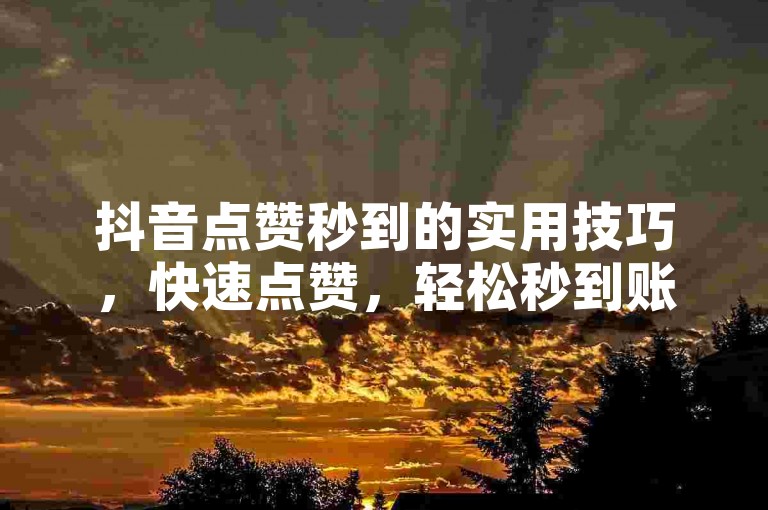 抖音点赞秒到的实用技巧,快速点赞,轻松秒到账!2024必备。