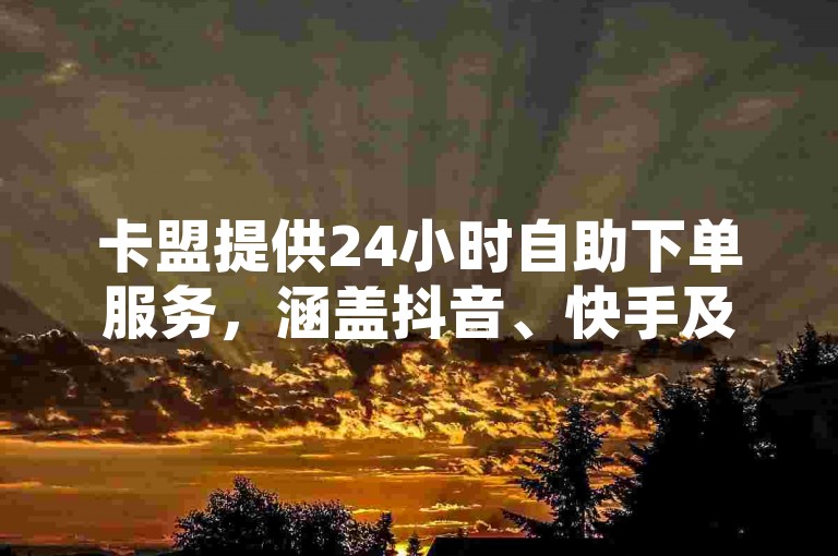 卡盟提供24小时自助下单服务,涵盖抖音、快手及小红书业务。