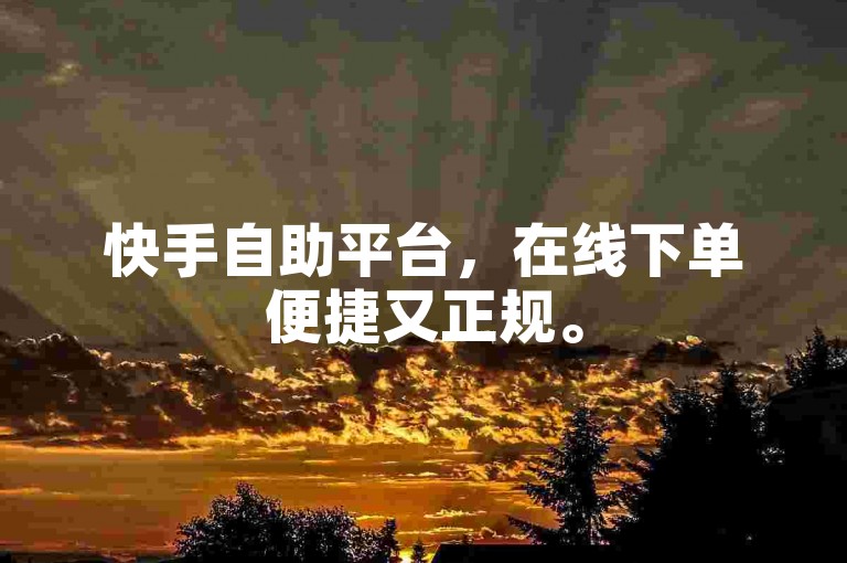 快手自助平台,在线下单便捷又正规。