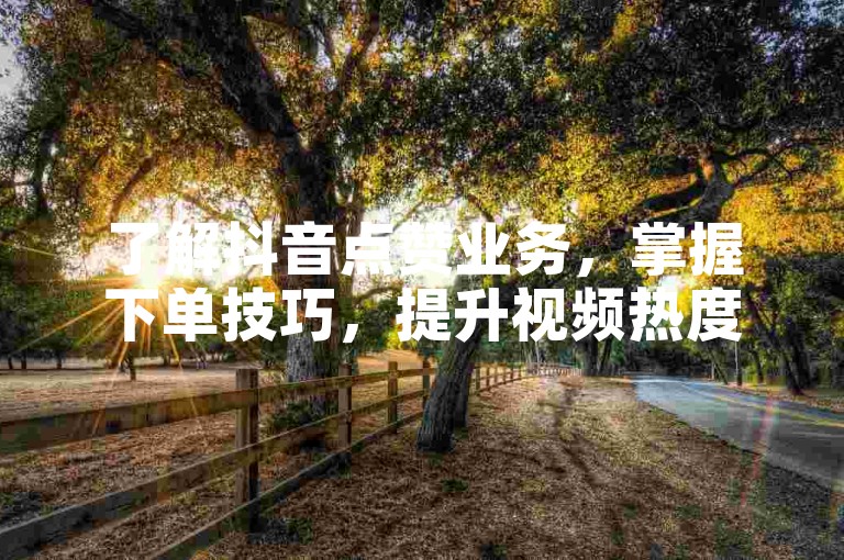 了解抖音点赞业务,掌握下单技巧,提升视频热度。