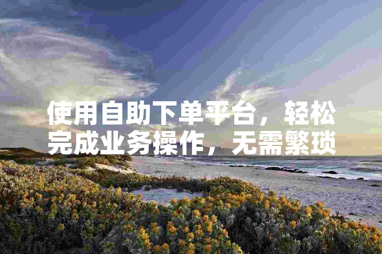 使用自助下单平台,轻松完成业务操作,无需繁琐流程。