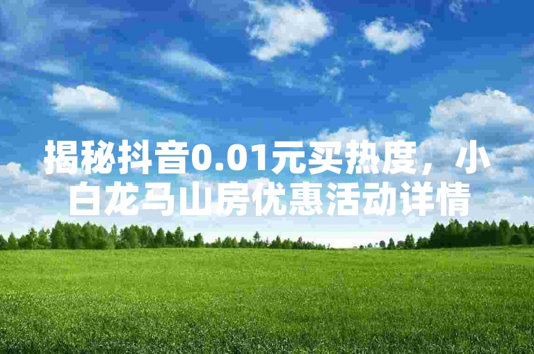 揭秘抖音0.01元买热度,小白龙马山房优惠活动详情。