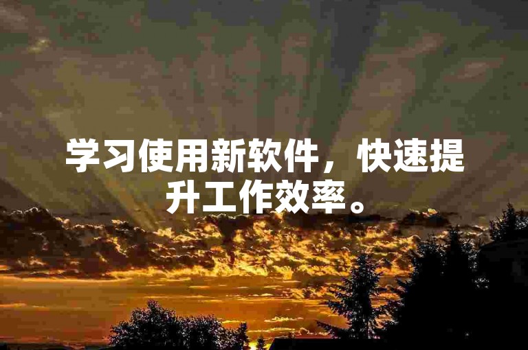 学习使用新软件，快速提升工作效率。
