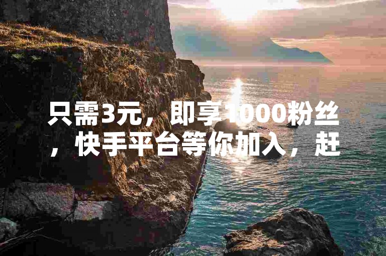 只需3元，即享1000粉丝，快手平台等你加入，赶快行动！