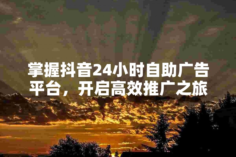 掌握抖音24小时自助广告平台，开启高效推广之旅！