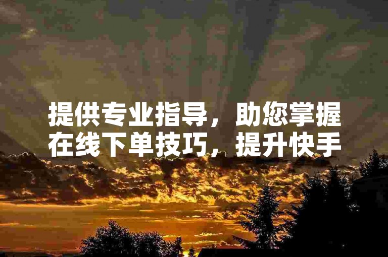 提供专业指导，助您掌握在线下单技巧，提升快手粉丝量。