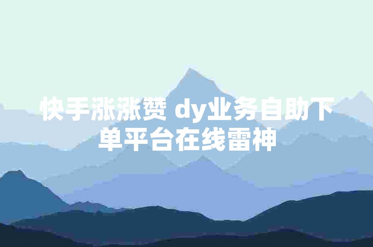 快手涨涨赞 dy业务自助下单平台在线雷神