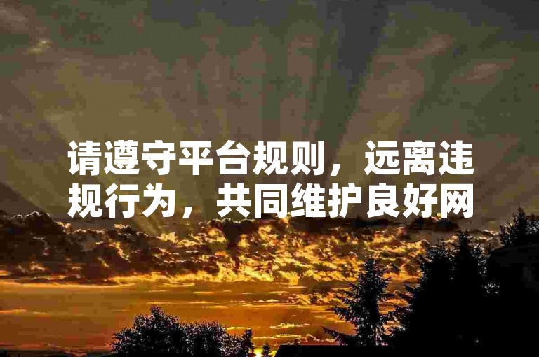 请遵守平台规则，远离违规行为，共同维护良好网络环境。