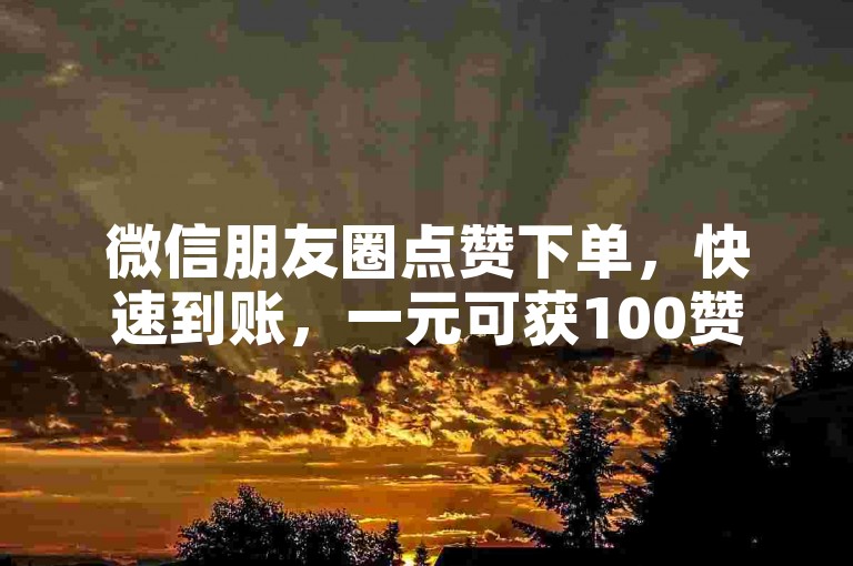 微信朋友圈点赞下单，快速到账，一元可获100赞。