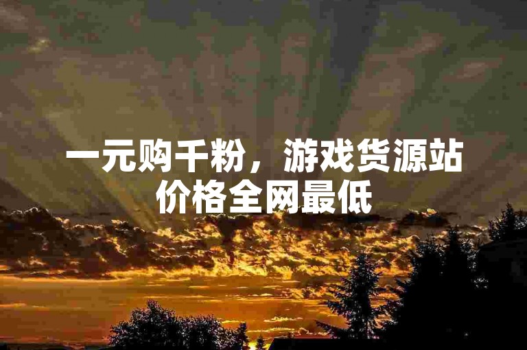 一元购千粉，游戏货源站价格全网最低