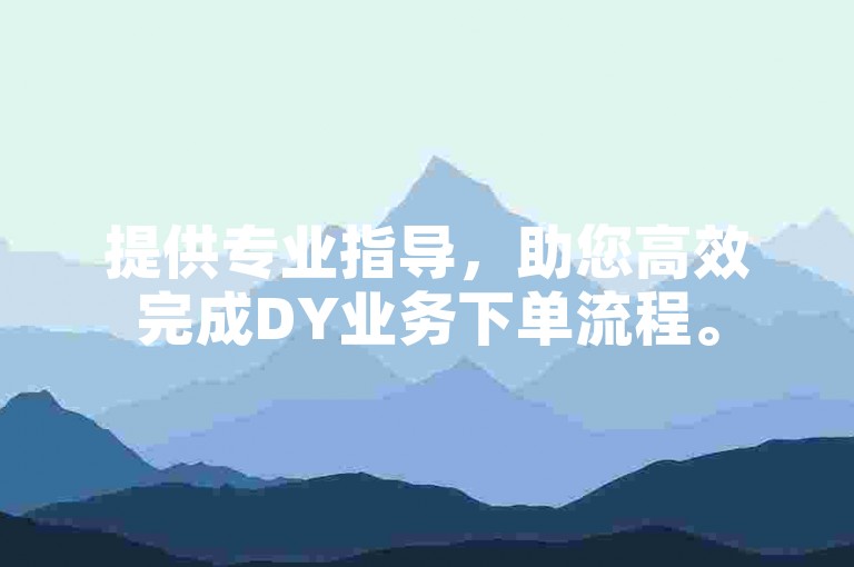 提供专业指导，助您高效完成DY业务下单流程。