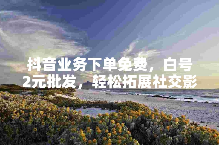 抖音业务下单免费,白号2元批发,轻松拓展社交影响力。