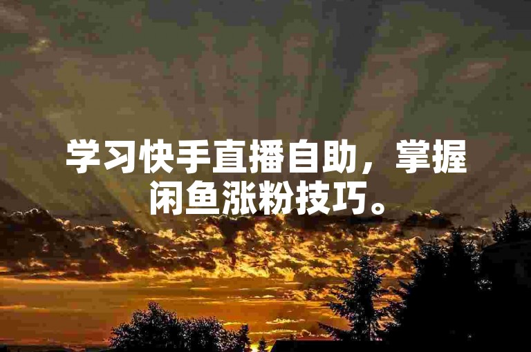 学习快手直播自助，掌握闲鱼涨粉技巧。