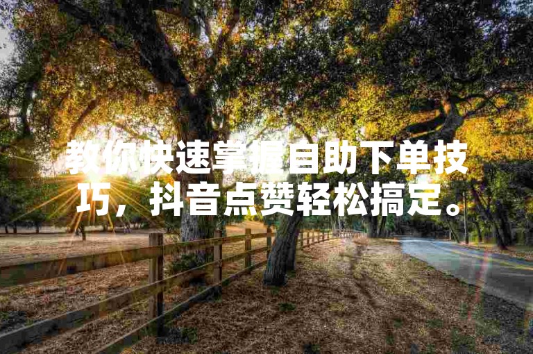 教你快速掌握自助下单技巧,抖音点赞轻松搞定。