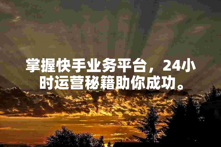 掌握快手业务平台，24小时运营秘籍助你成功。