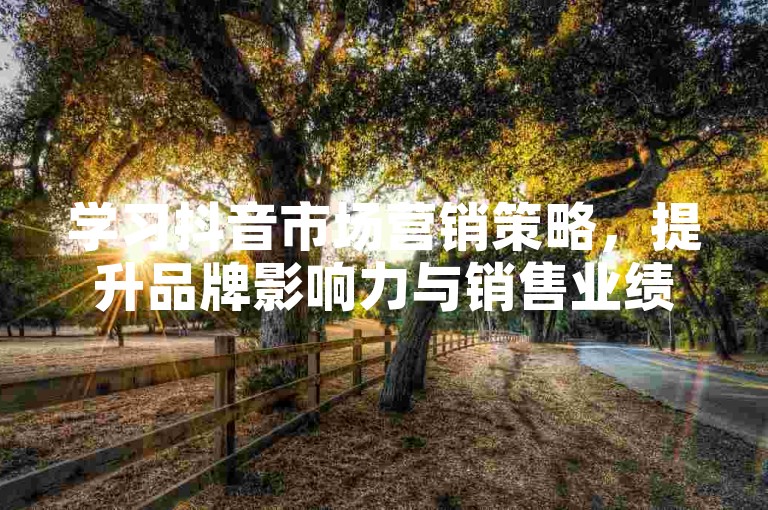 学习抖音市场营销策略，提升品牌影响力与销售业绩。