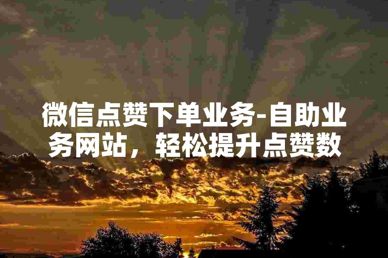 微信点赞下单业务-自助业务网站，轻松提升点赞数。