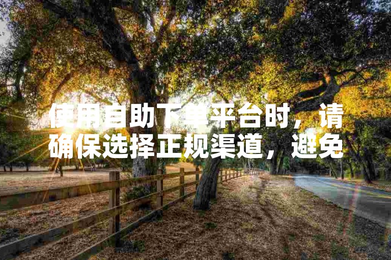 使用自助下单平台时,请确保选择正规渠道,避免个人信息泄露。