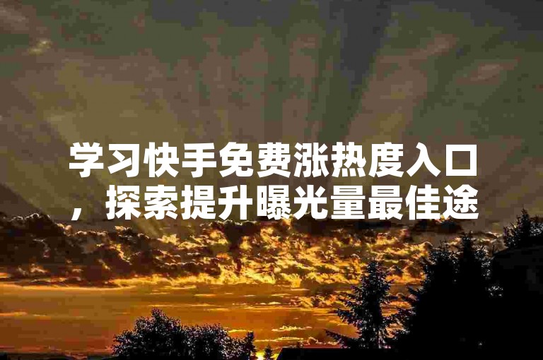 学习快手免费涨热度入口，探索提升曝光量最佳途径！