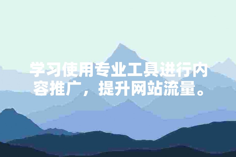 学习使用专业工具进行内容推广，提升网站流量。