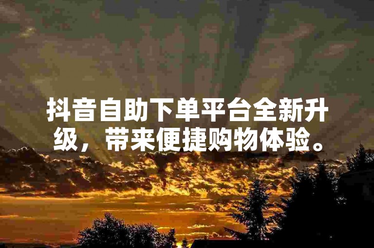 抖音自助下单平台全新升级，带来便捷购物体验。