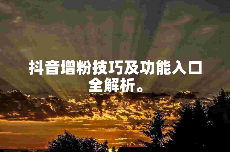抖音增粉技巧及功能入口全解析。