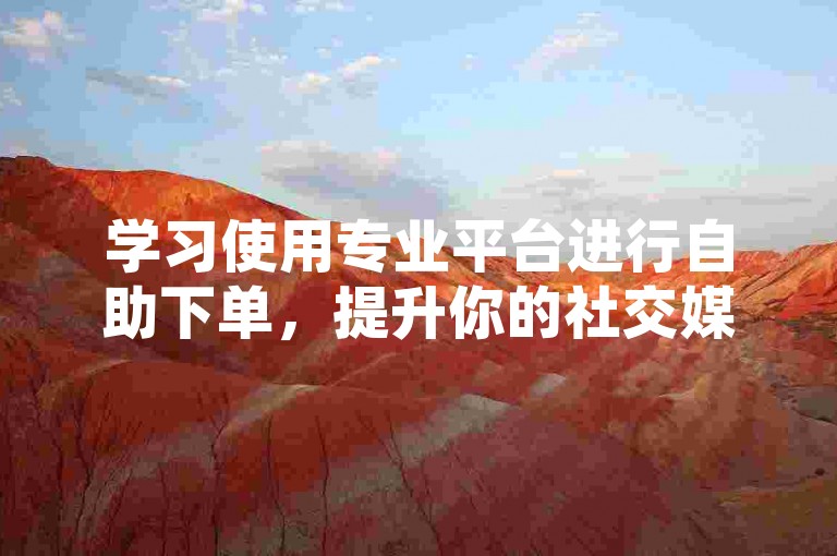 学习使用专业平台进行自助下单，提升你的社交媒体影响力。
