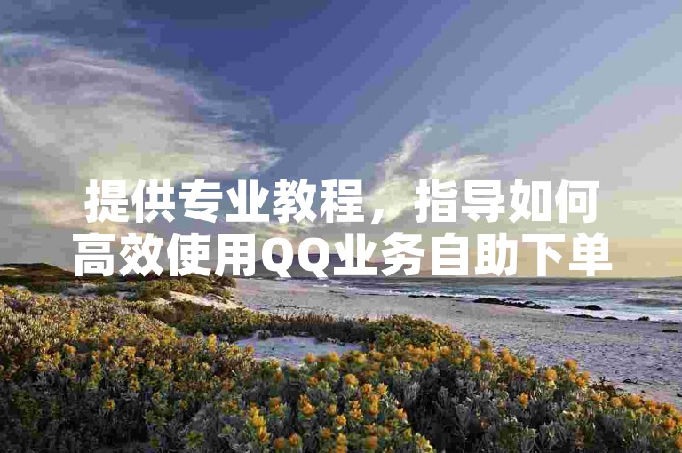 提供专业教程,指导如何高效使用QQ业务自助下单平台。