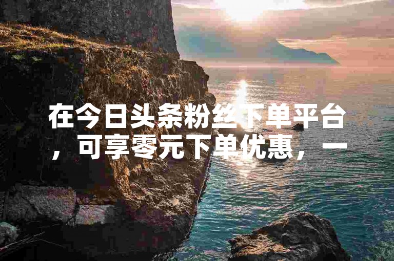 在今日头条粉丝下单平台，可享零元下单优惠，一毛钱就能体验。