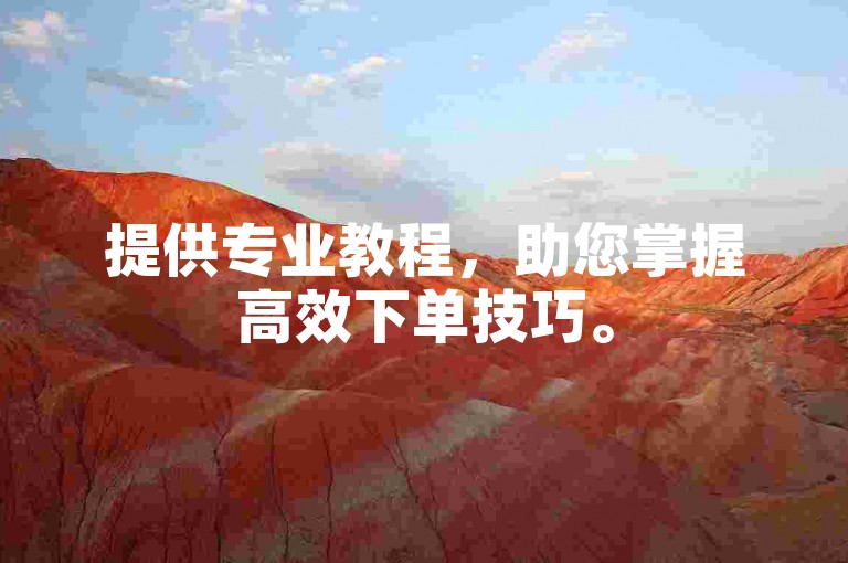 提供专业教程，助您掌握高效下单技巧。