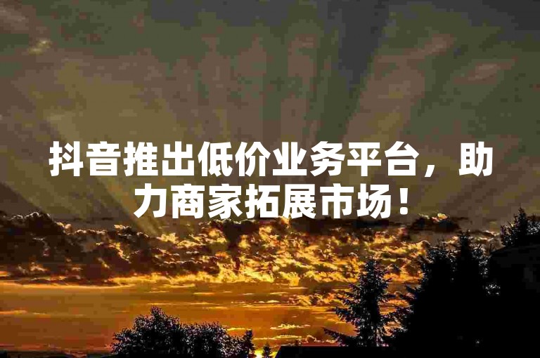 抖音推出低价业务平台,助力商家拓展市场!