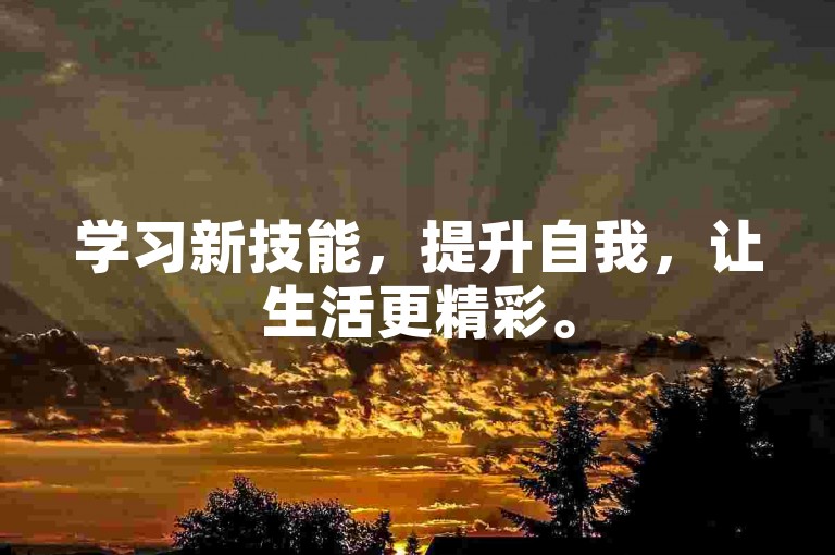 学习新技能，提升自我，让生活更精彩。