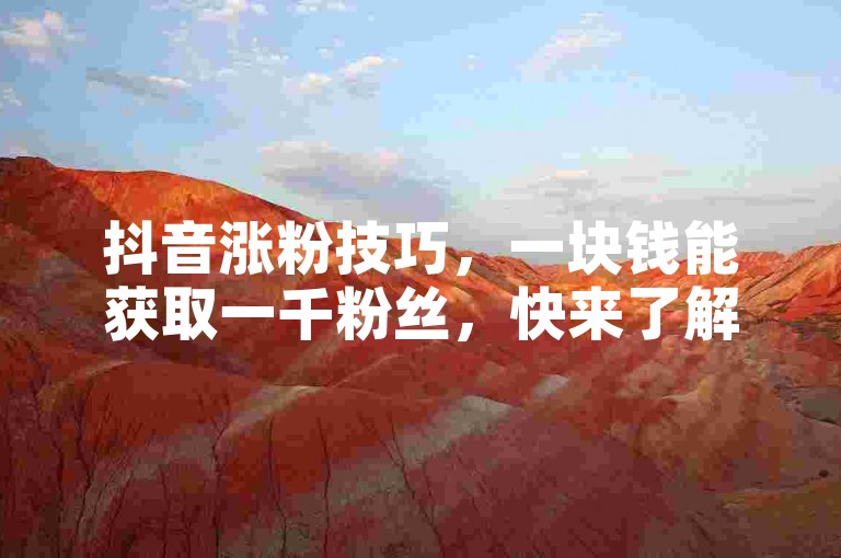 抖音涨粉技巧，一块钱能获取一千粉丝，快来了解。