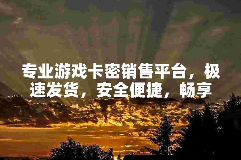 专业游戏卡密销售平台，极速发货，安全便捷，畅享无忧充值服务。