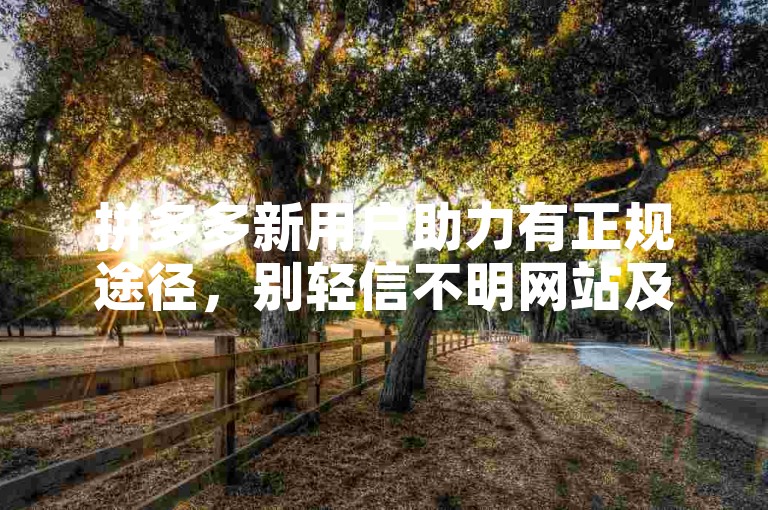 拼多多新用户助力有正规途径，别轻信不明网站及支付要求。