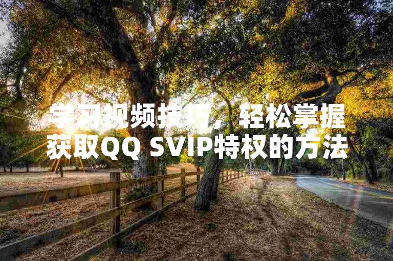 学习视频技巧，轻松掌握获取QQ SVIP特权的方法。