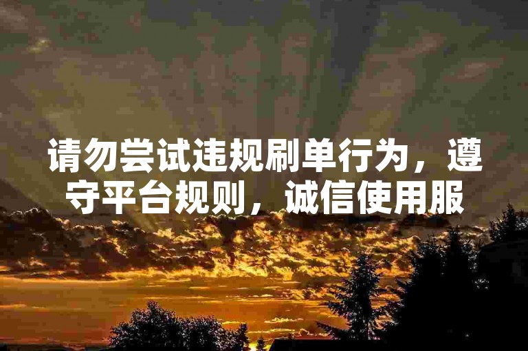 请勿尝试违规刷单行为，遵守平台规则，诚信使用服务。