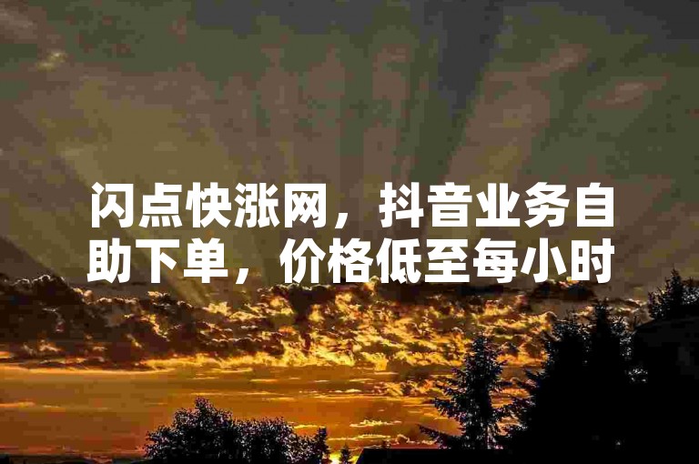 闪点快涨网，抖音业务自助下单，价格低至每小时惊喜价。
