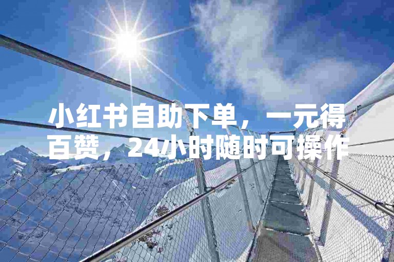 小红书自助下单，一元得百赞，24小时随时可操作。