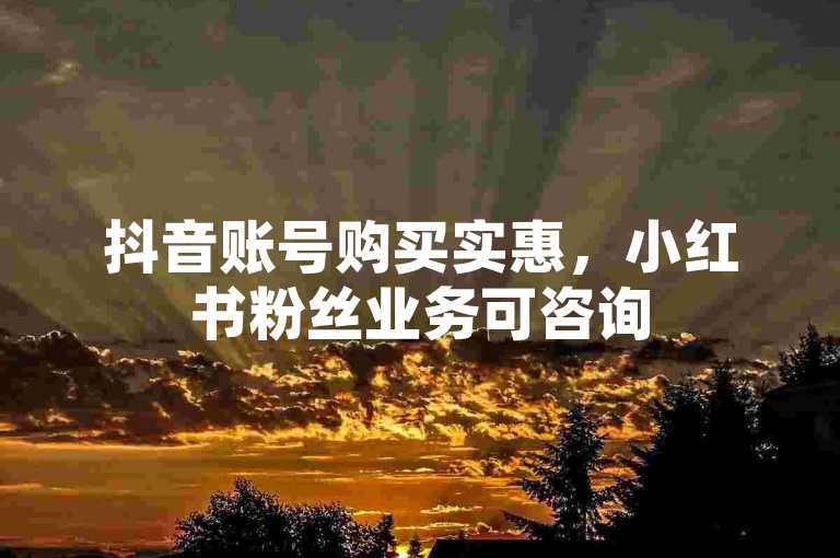抖音账号购买实惠，小红书粉丝业务可咨询