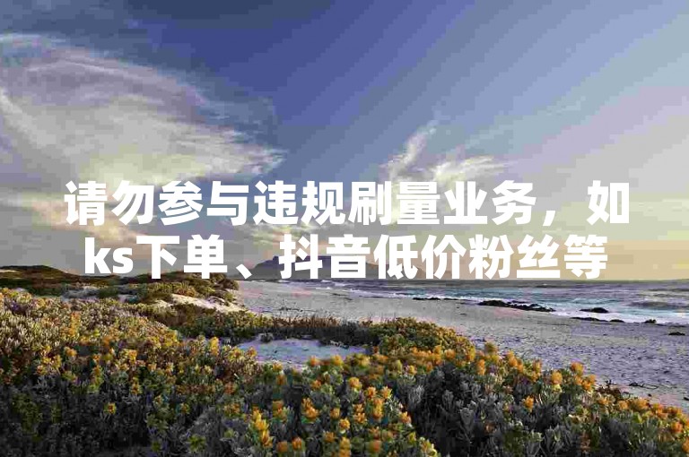 请勿参与违规刷量业务，如ks下单、抖音低价粉丝等，避免账号风险。