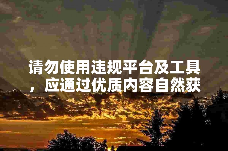 请勿使用违规平台及工具，应通过优质内容自然获粉引流。