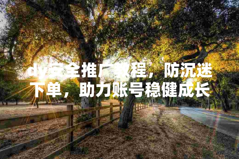 dy安全推广教程，防沉迷下单，助力账号稳健成长。
