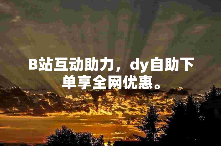 B站互动助力，dy自助下单享全网优惠。