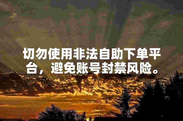 切勿使用非法自助下单平台，避免账号封禁风险。