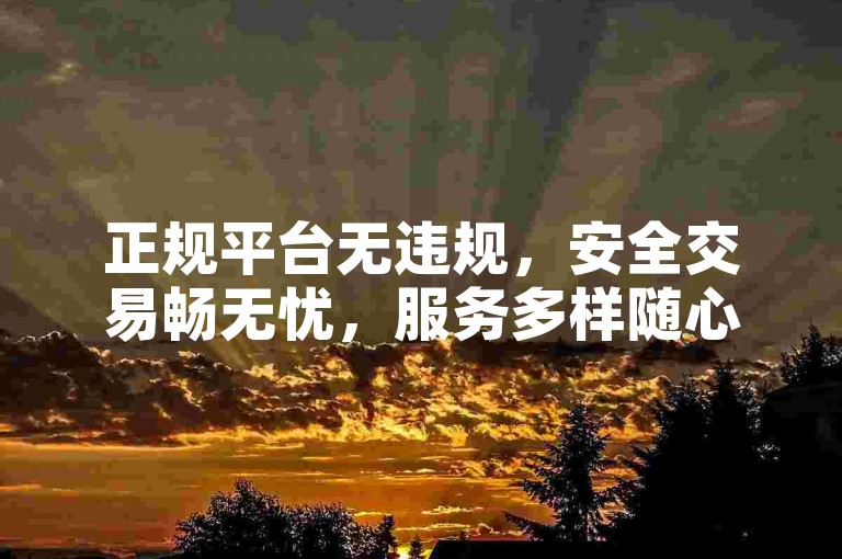 正规平台无违规，安全交易畅无忧，服务多样随心选。