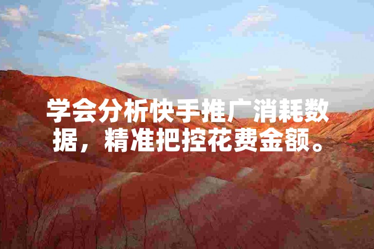 学会分析快手推广消耗数据，精准把控花费金额。